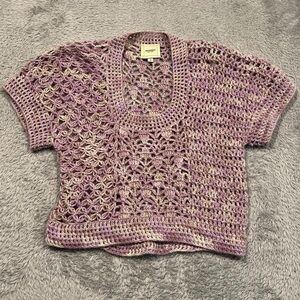 Auden Lavender and Cream Crochet Knit Top